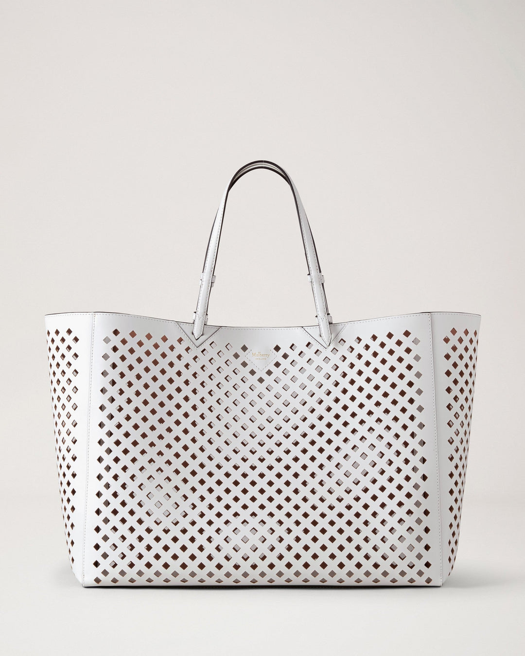 Xl Perforated Tote White Perforated Leather