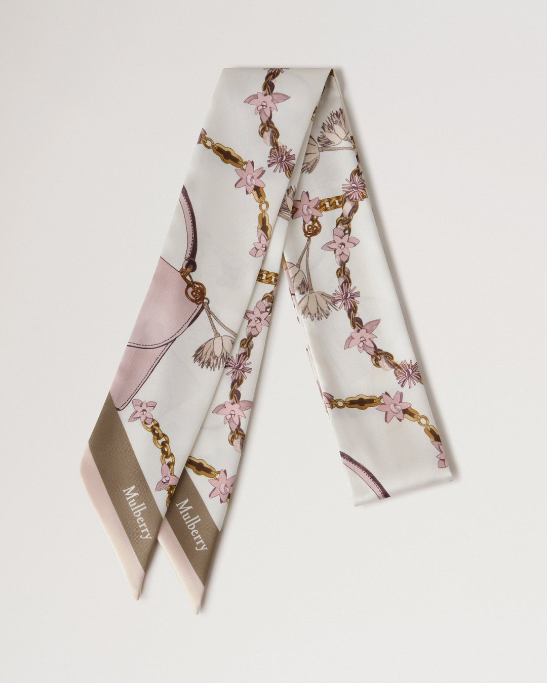 Skinny Scarf Lana Bag & Chains Eggshell & Blossom Pink Recycled Polyester