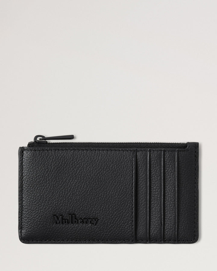 Farringdon Long Zipped Credit Card Holder Black Small Pebble Grain
