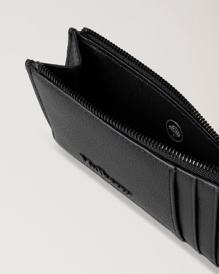 Farringdon Long Zipped Credit Card Holder Black Small Pebble Grain