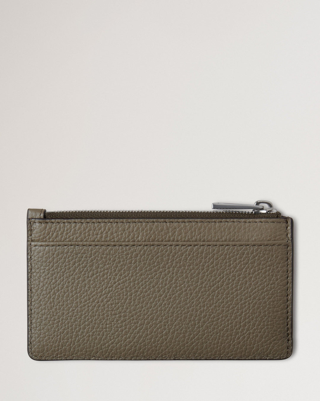 Farringdon Long Zipped Credit Card Holder Linen Green Small Classic Grain