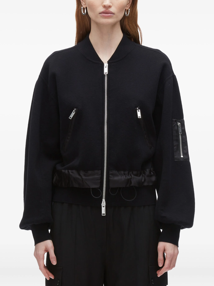 Knit Layered Bomber Jacket