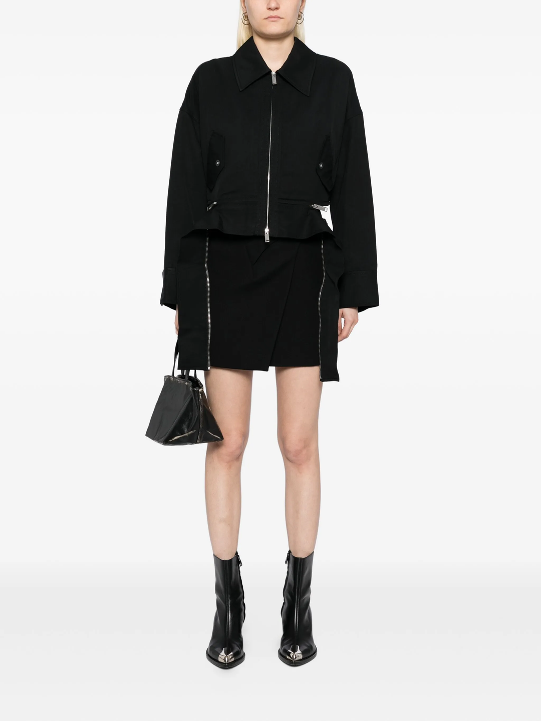 Double Zip Cropped Utility Jacket