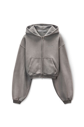 Oversized Cropped Zip-Up Hoodie
