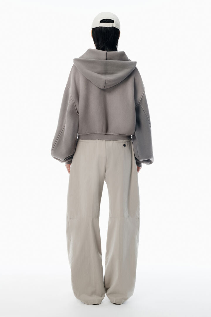 Oversized Cropped Zip-Up Hoodie