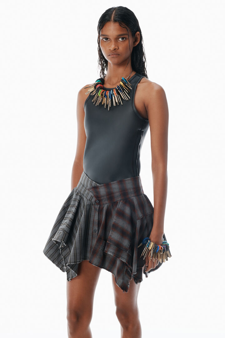 Mid-Rise Deconstructed Mini Skirt