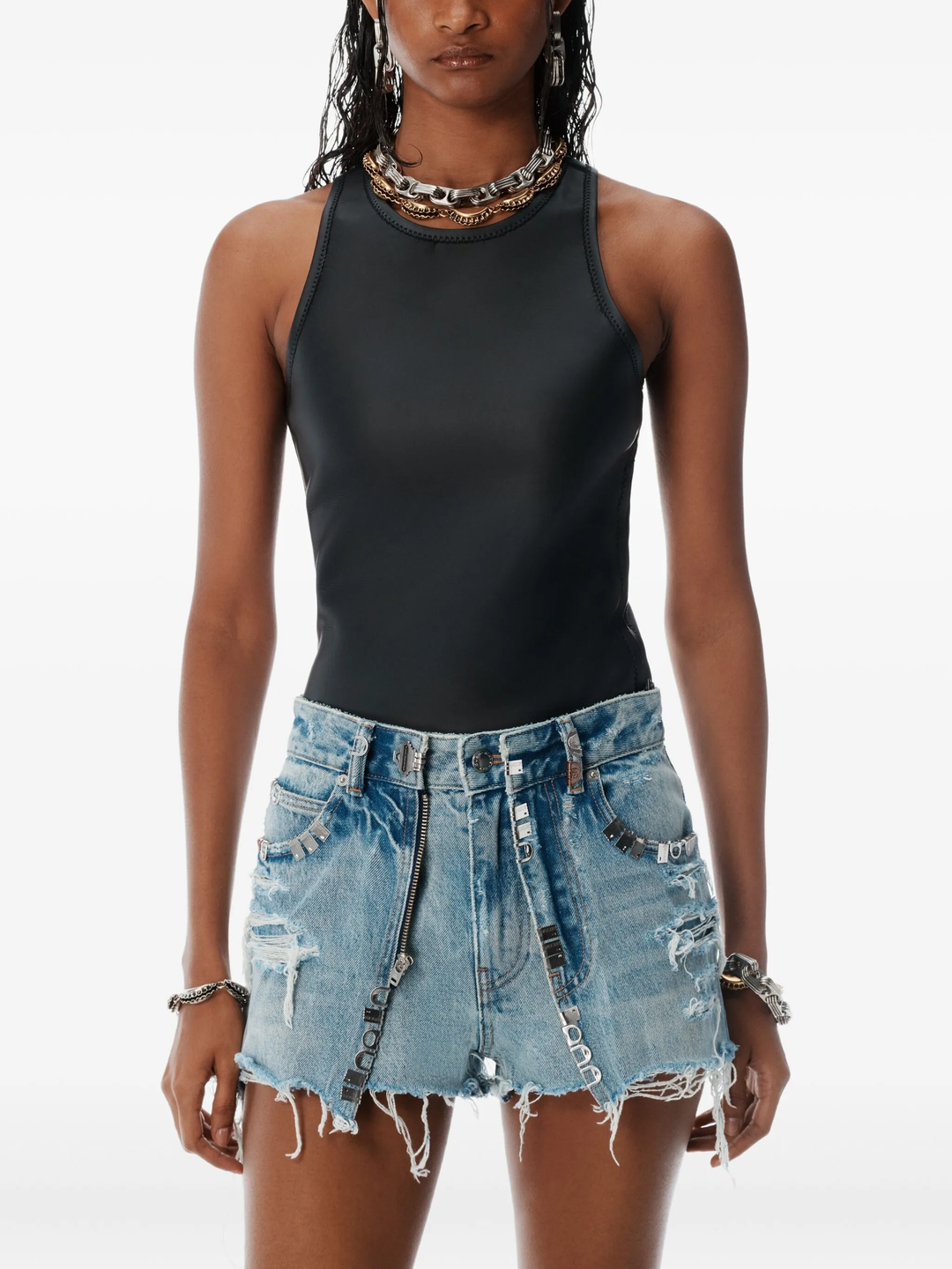 Distressed Double Layer Skort