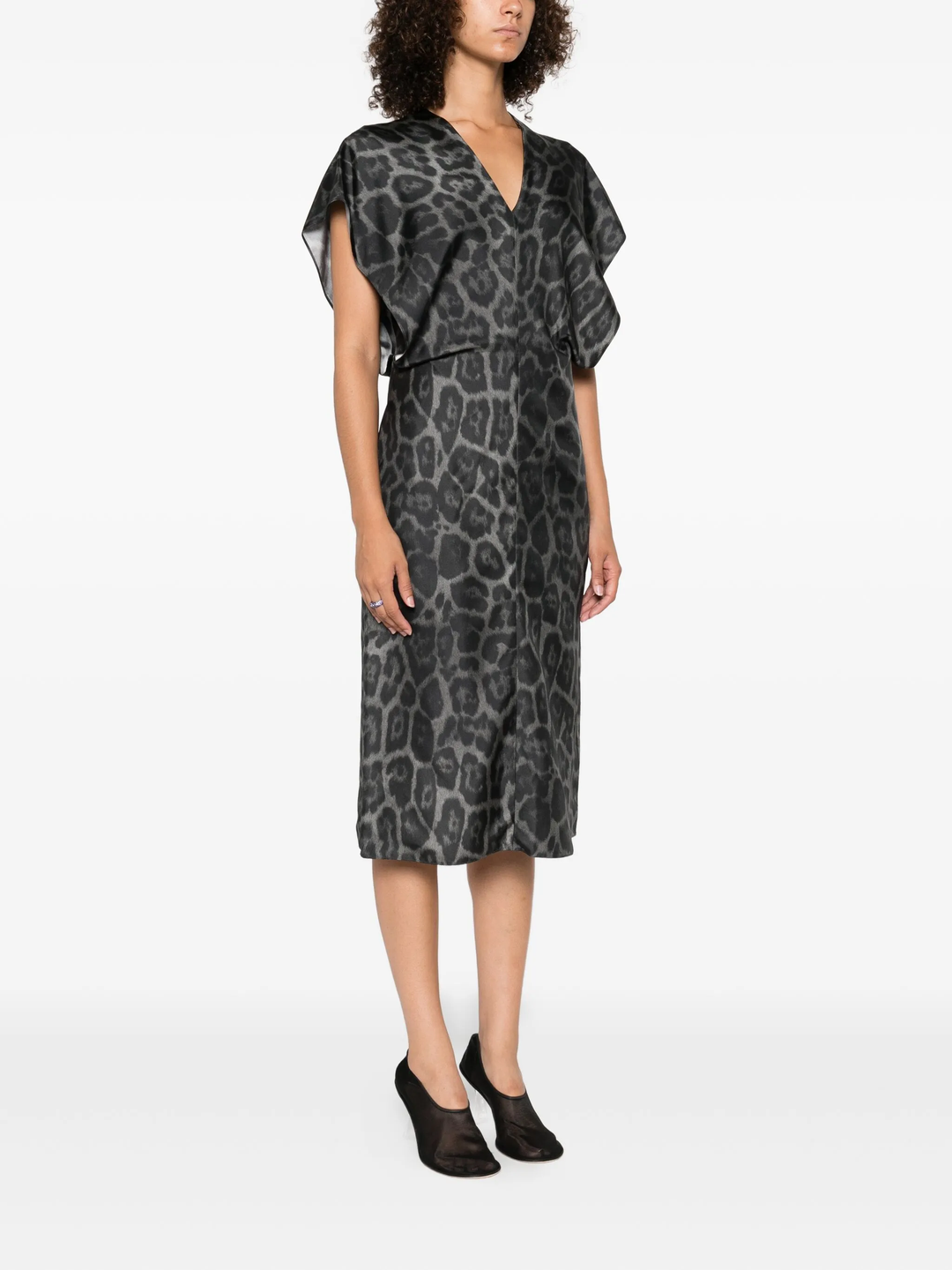 Leopard V Neck Midi Dress