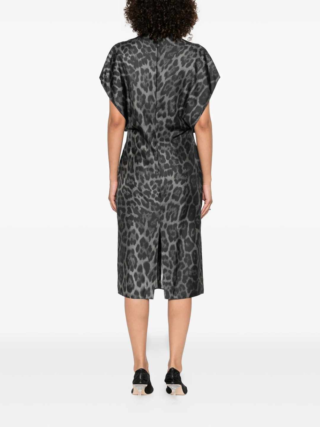 Leopard V Neck Midi Dress