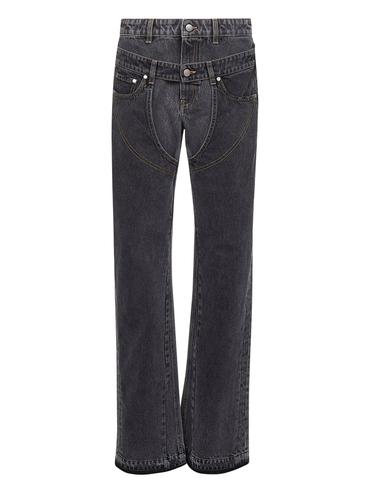 Double Black Denim Pants