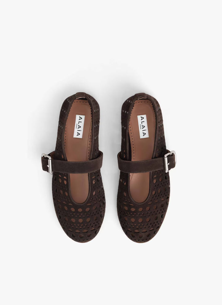 Ballerinas Perforated Suede Goatskin Leather
