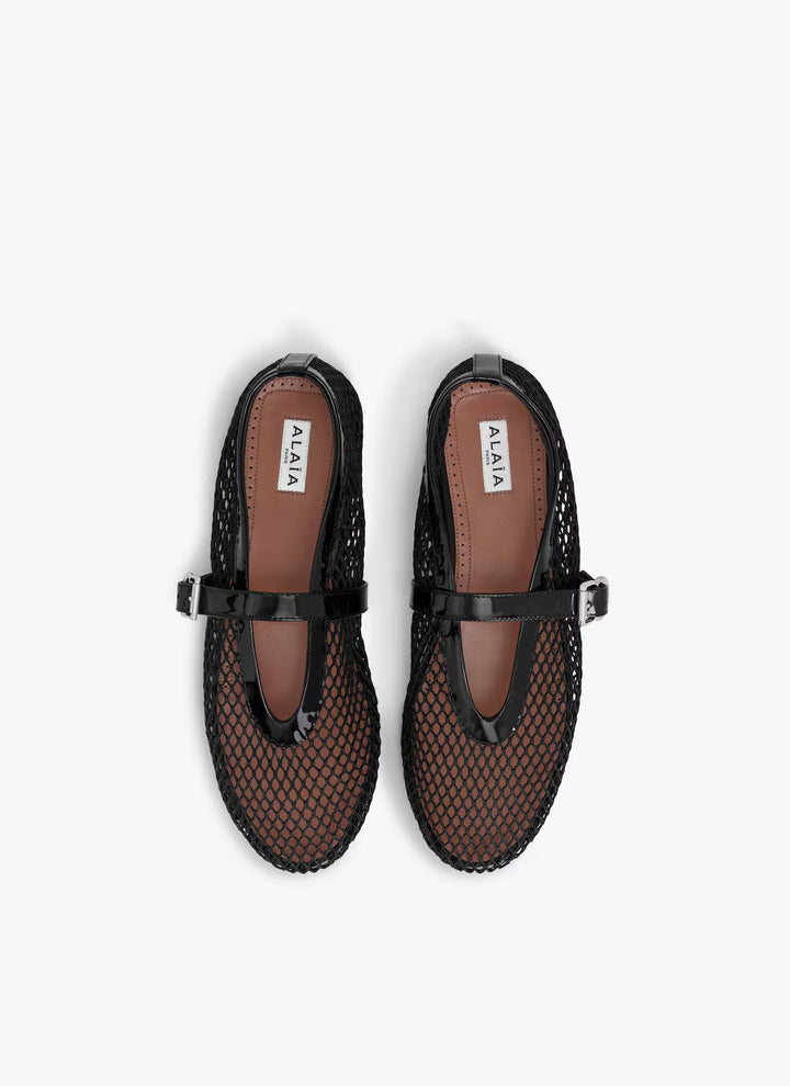 Ballet Flats Mesh Patent Leather