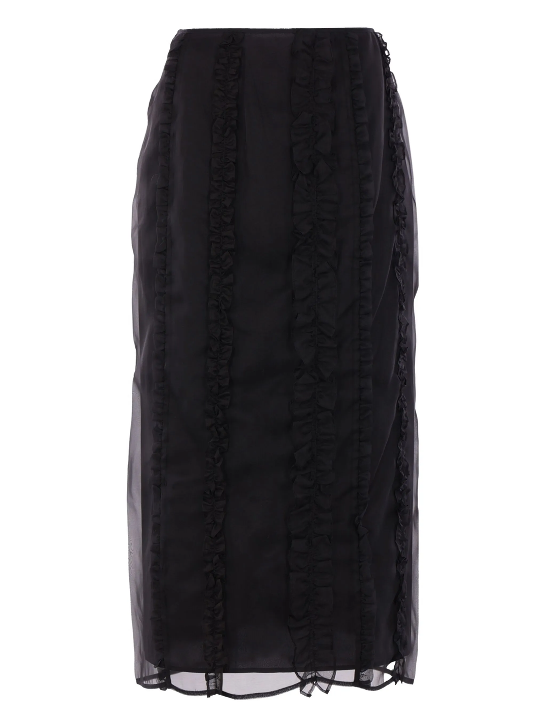 Long Pencil Skirt With Ruffles