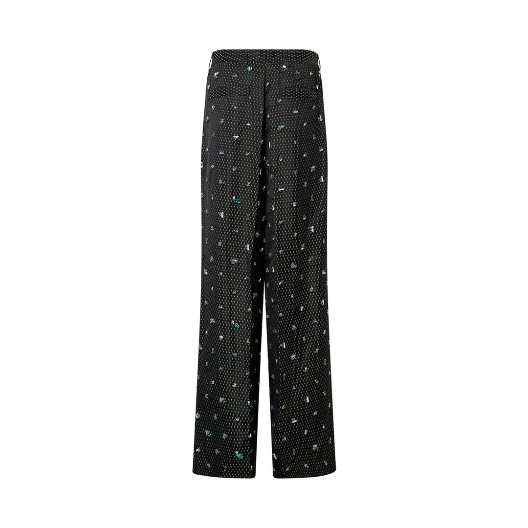 Wide Leg Casual Pants Embroidered