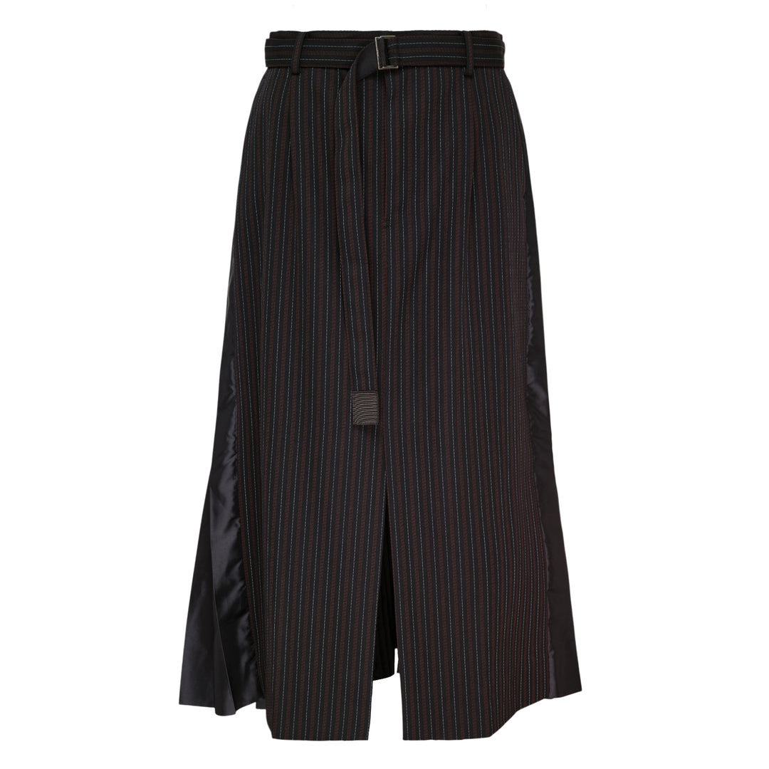 Stripe Doeskin Midi Skirt