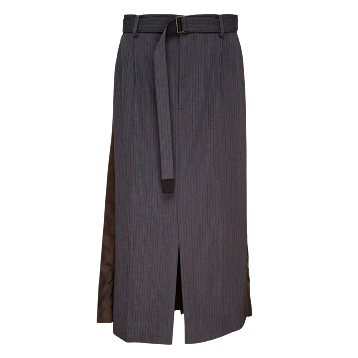 Stripe Doeskin Midi Skirt
