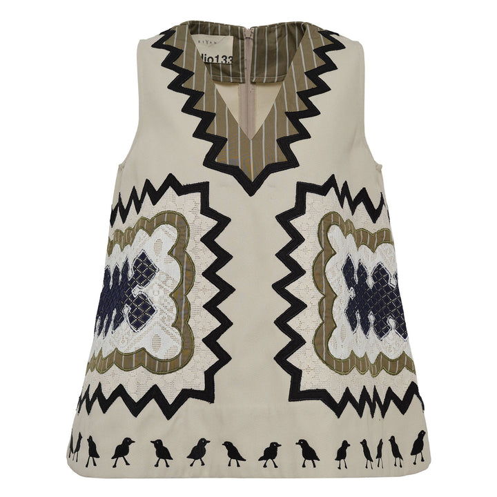 V-Neck Sleeveless Cotton Mix Top