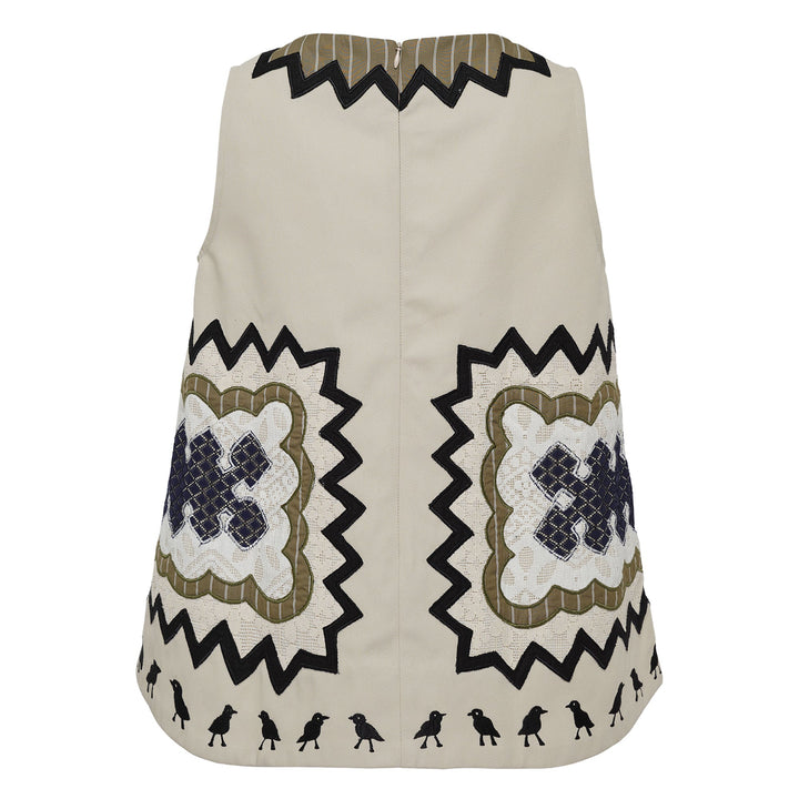 V-Neck Sleeveless Cotton Mix Top