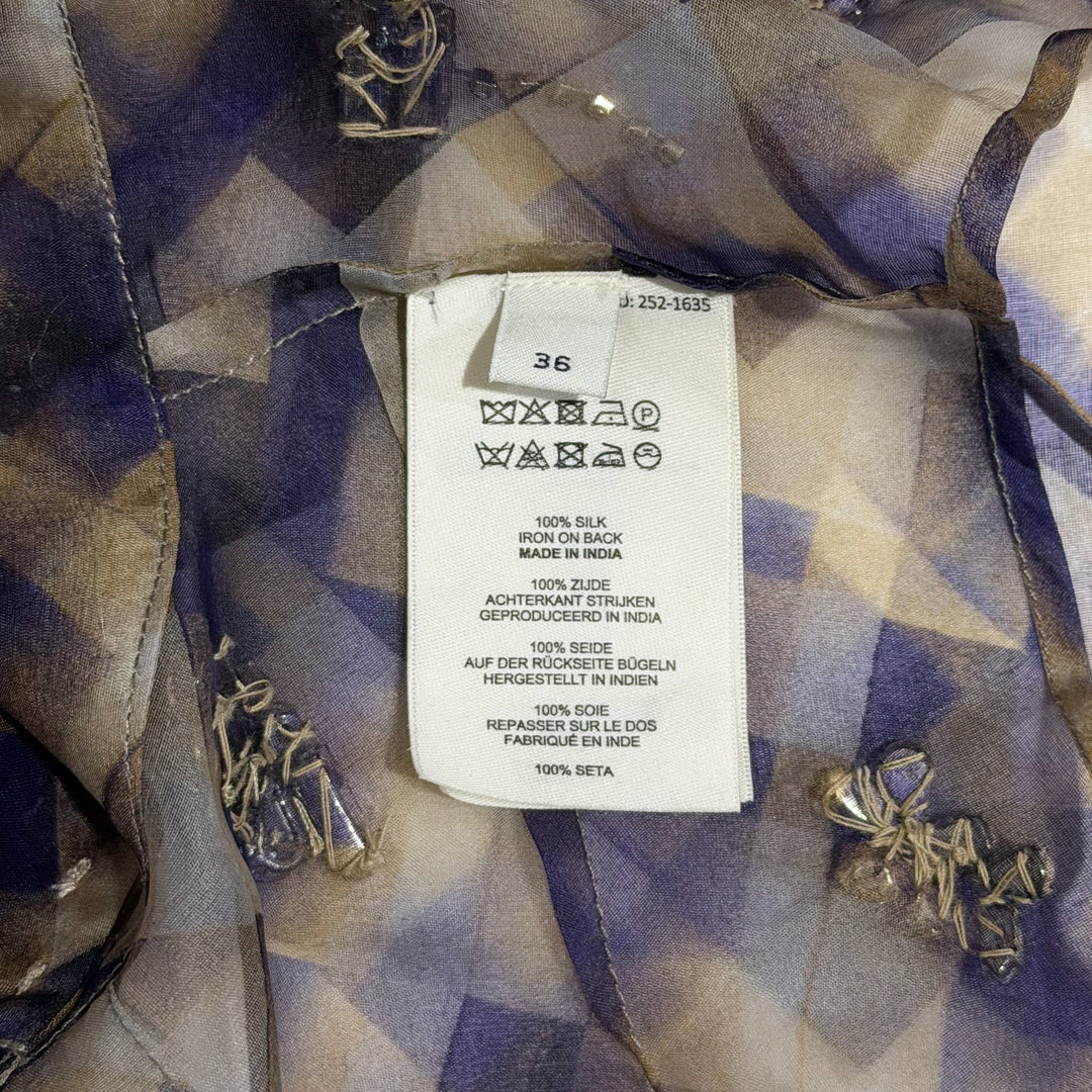 Embellished Silk Backless Top