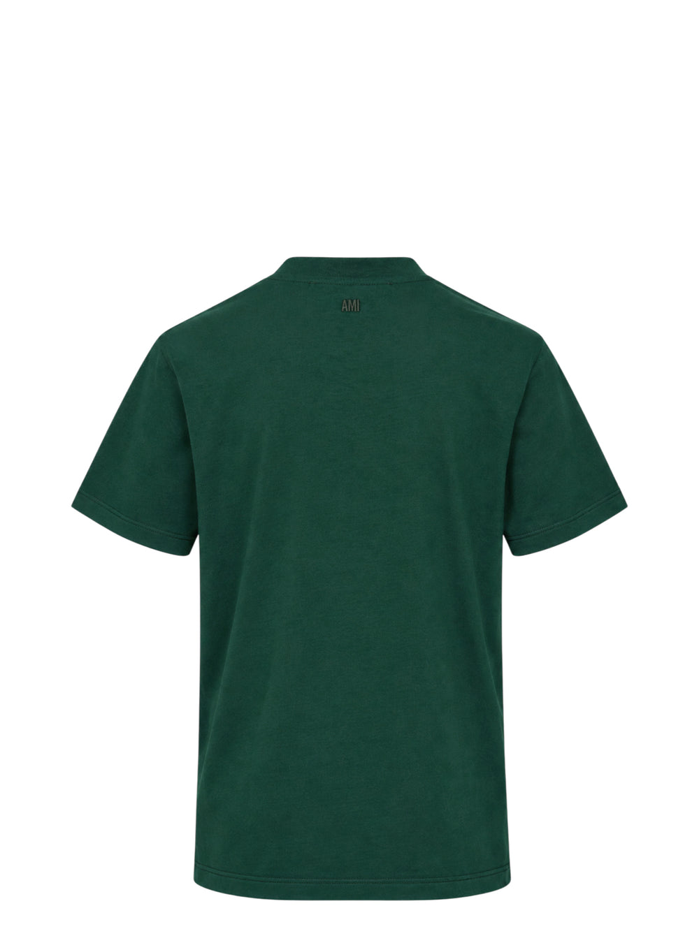 AMI Alexandre Mattiussi forest green short sleeve T-shirt with tonal black Ami de Cœur embroidered logo on the chest and crew neckline - view 2