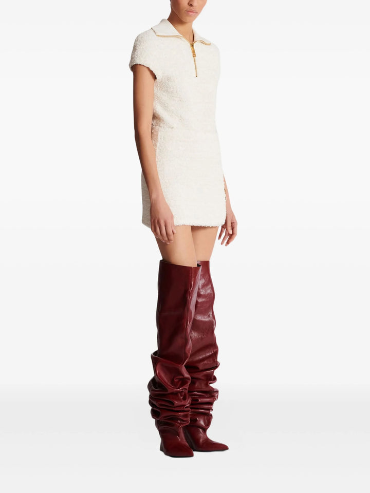 Zipped Knit Tweed Skirt
