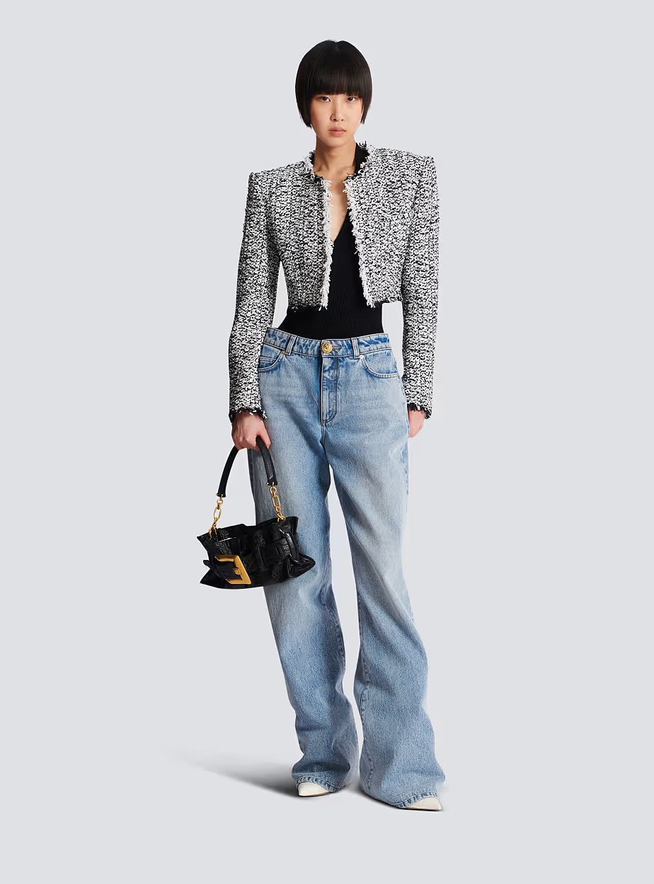 Side To Side Cropped Tweed Jacket