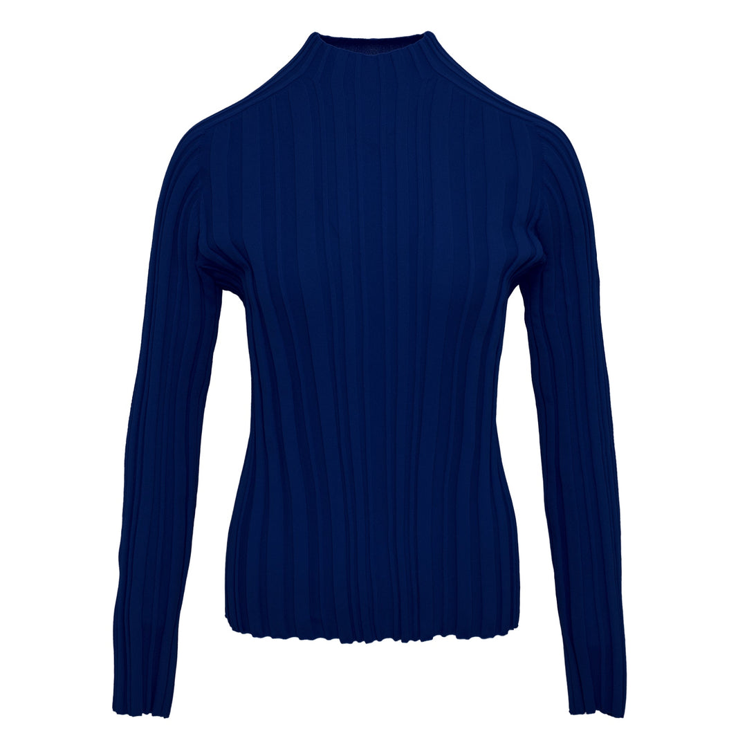 Rib Knit High Neck Long Sleeve Top