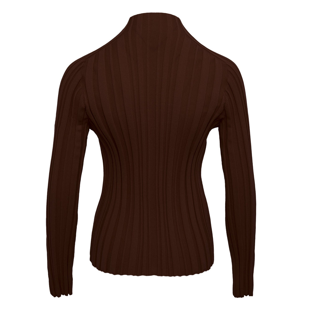 Rib Knit High Neck Long Sleeve Top