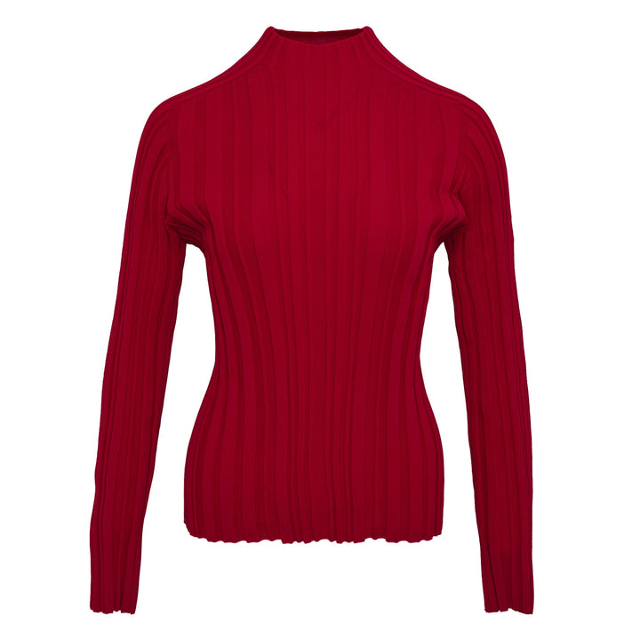 Rib Knit High Neck Long Sleeve Top