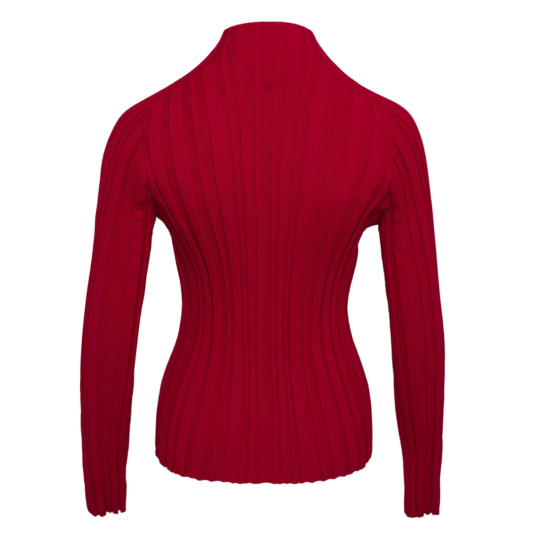 Rib Knit High Neck Long Sleeve Top
