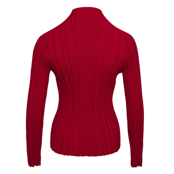 Rib Knit High Neck Long Sleeve Top