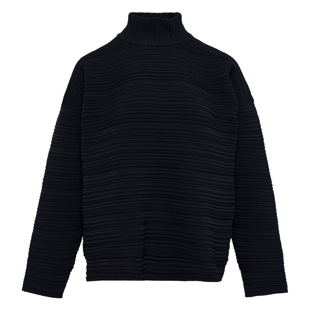 Crepe High Neck Long Sleeve Shirt