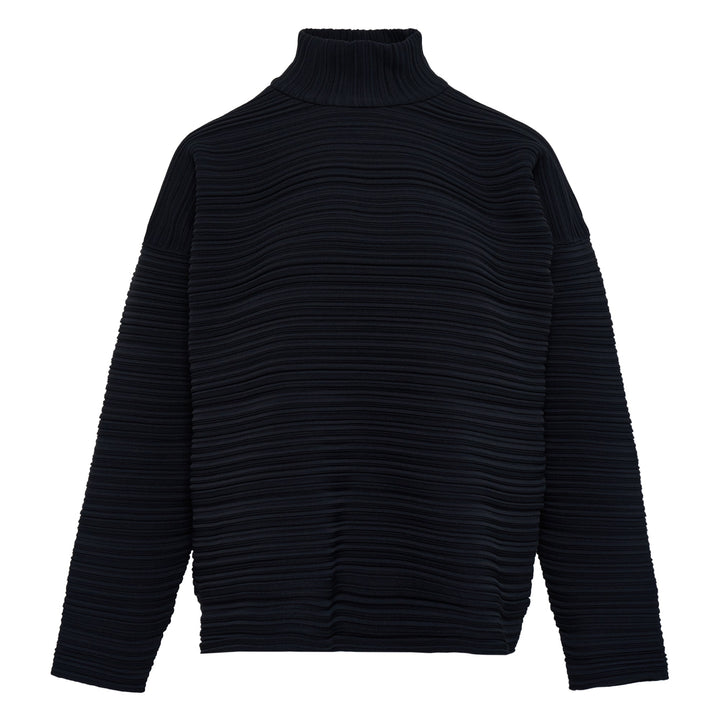 Crepe High Neck Long Sleeve Shirt