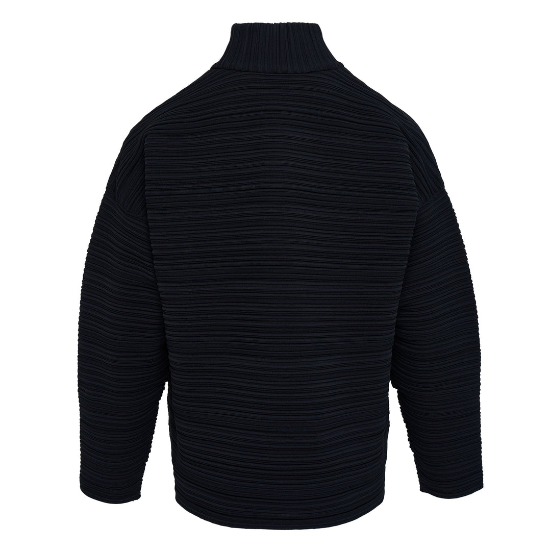 Crepe High Neck Long Sleeve Shirt