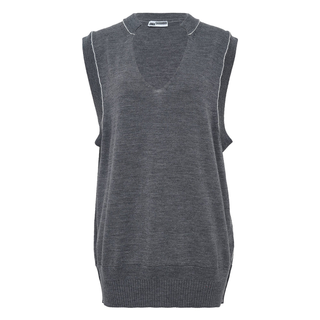 Knit Cut Collar Vest