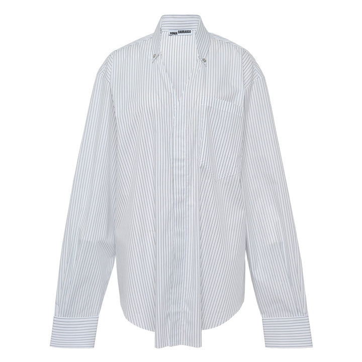 Cut Collar Shirt Pinstripe