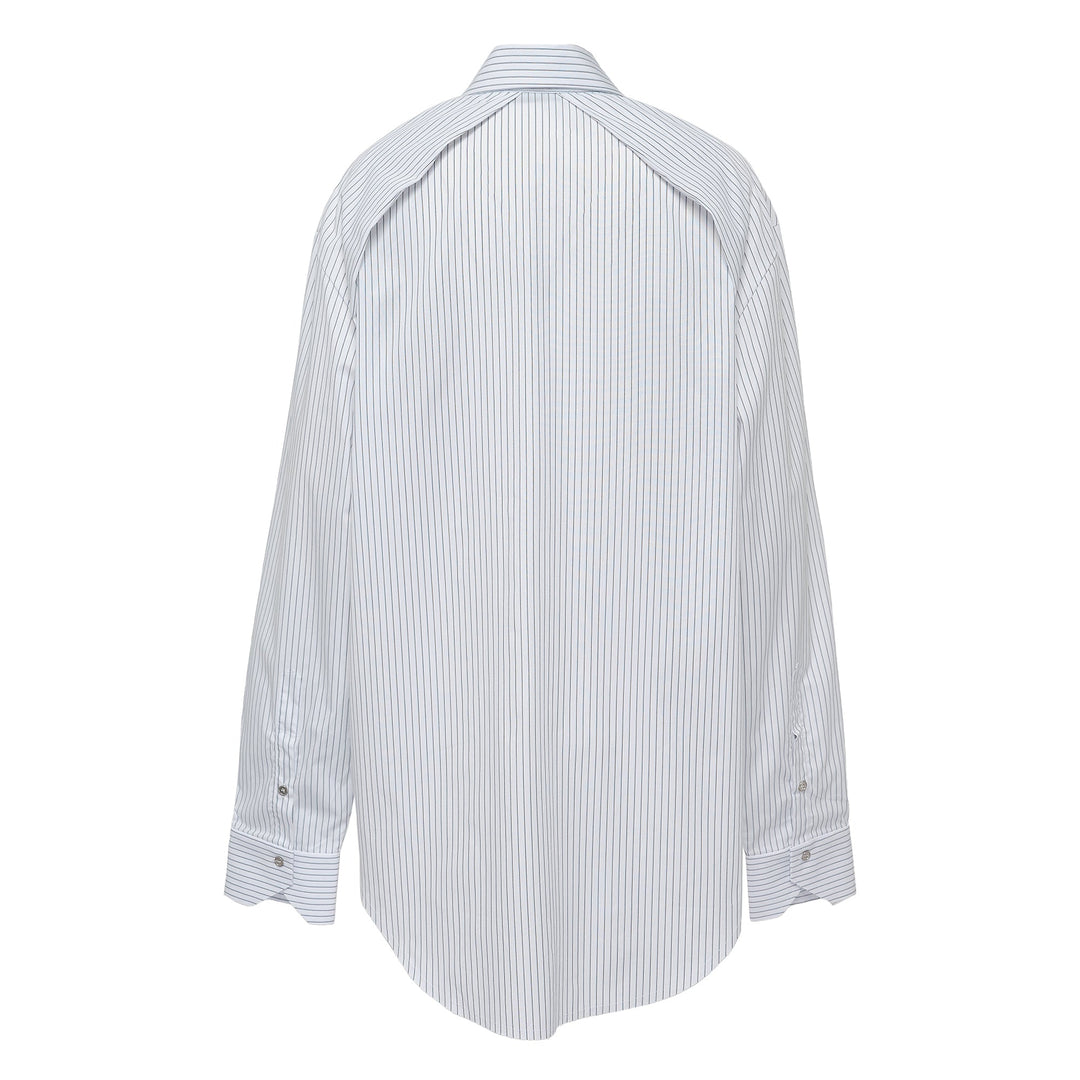 Cut Collar Shirt Pinstripe