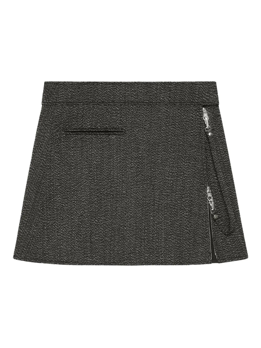 2-Pocket Zipped Caviar Mini Skirt