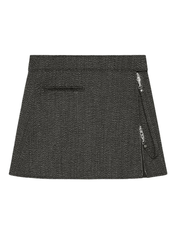 2-Pocket Zipped Caviar Mini Skirt