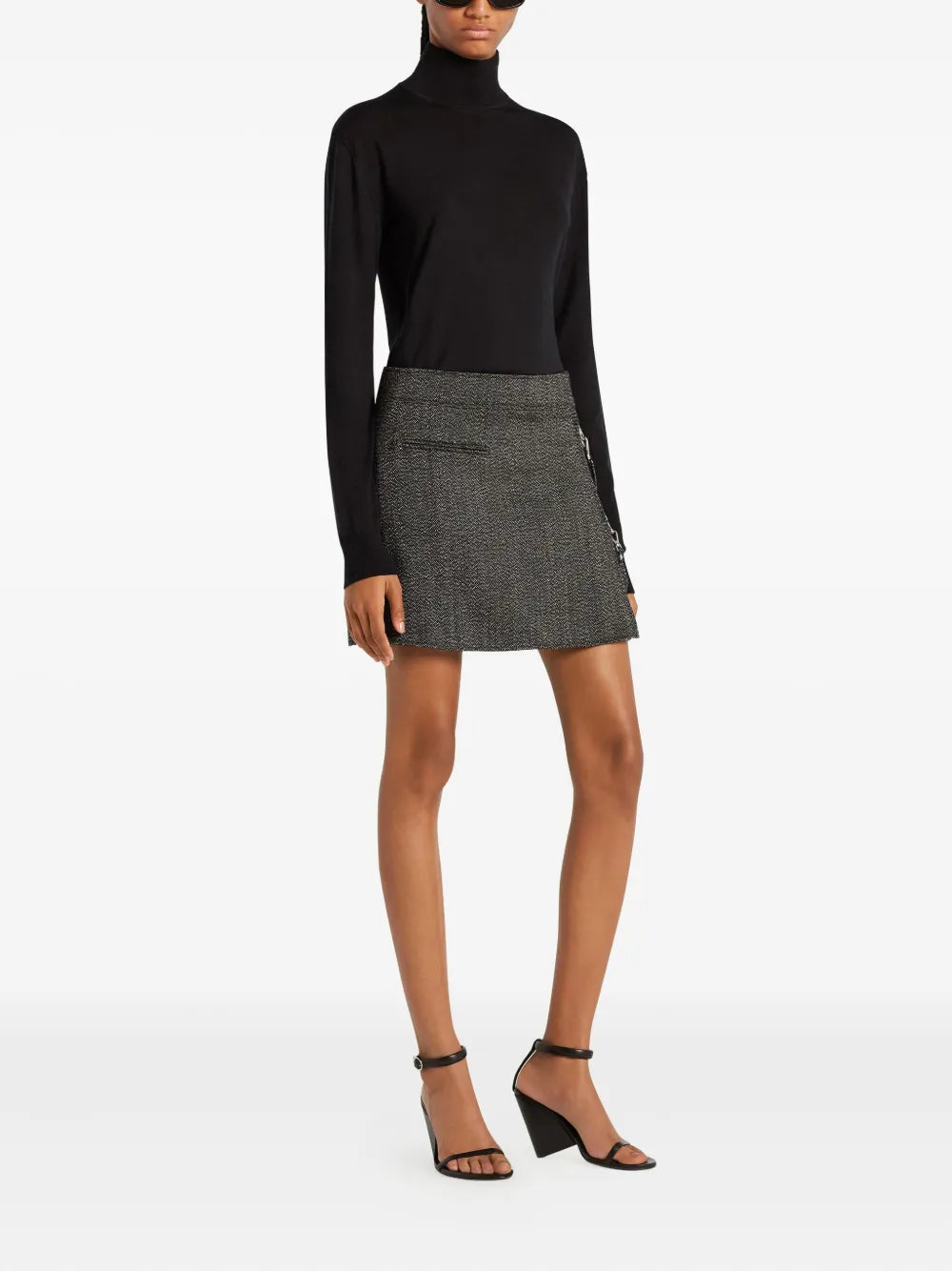 2-Pocket Zipped Caviar Mini Skirt