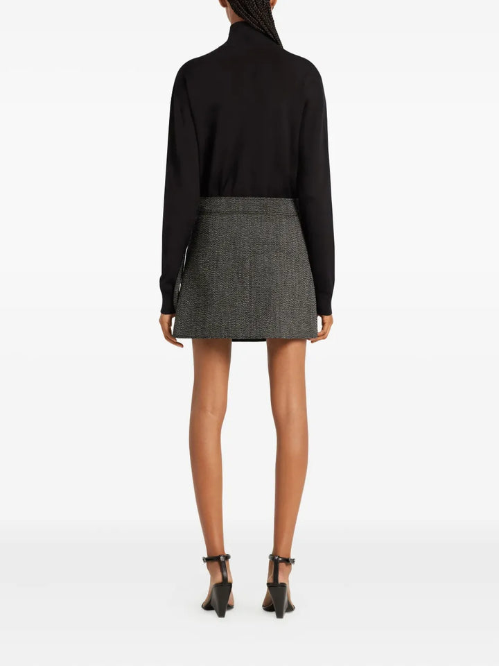 2-Pocket Zipped Caviar Mini Skirt