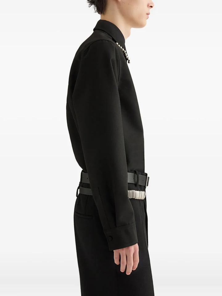 Black Studded Collar Shirt
