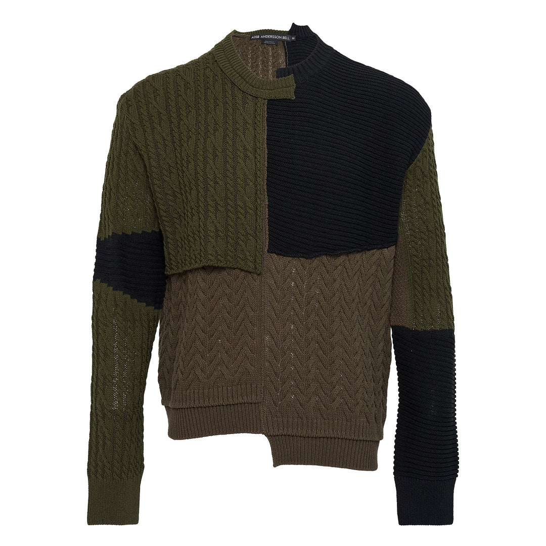 Patchwork Asymmetric Crewneck Sweater