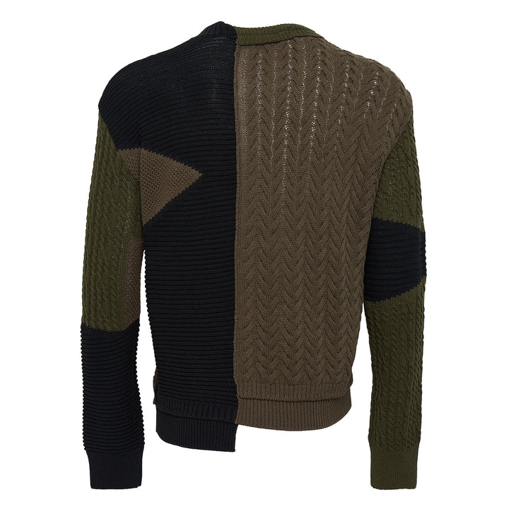 Patchwork Asymmetric Crewneck Sweater