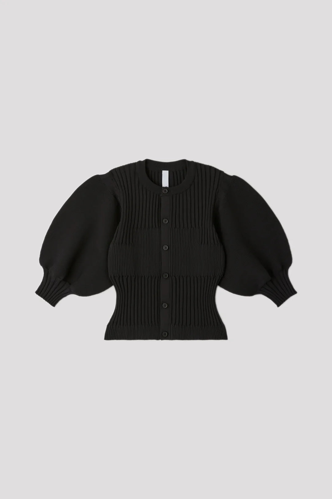 Fluted Short Puff Sleeve Cardigan
