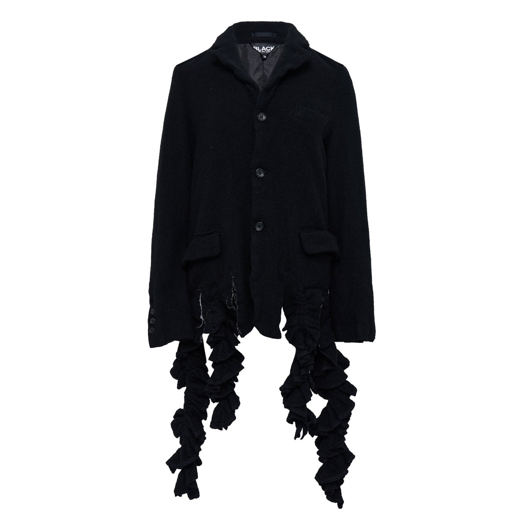 Wool Nylon Tweed Ruffle Jacket