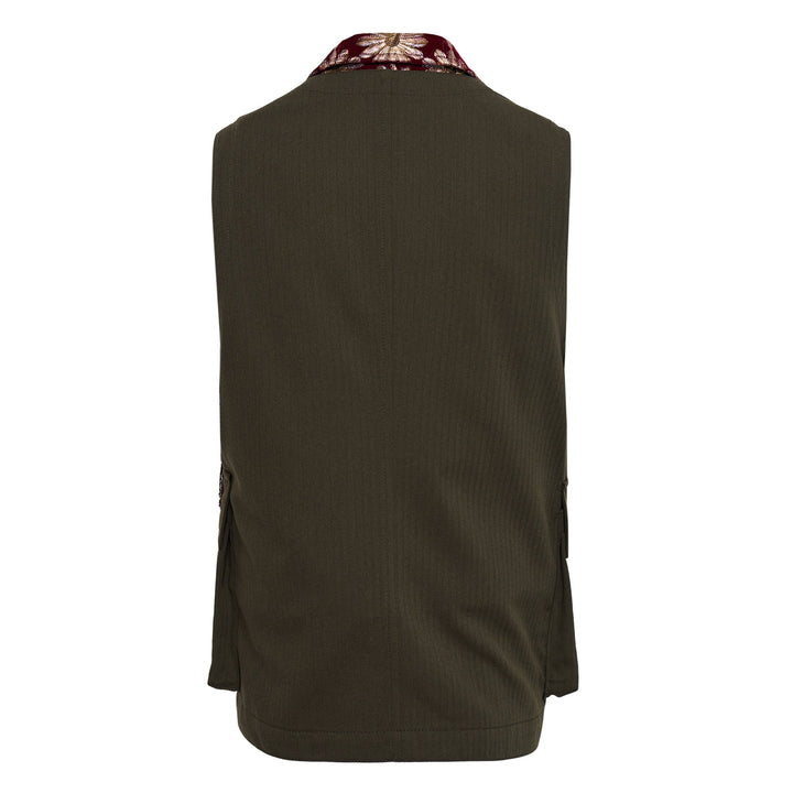 Velvet Floral Embroidered Vest