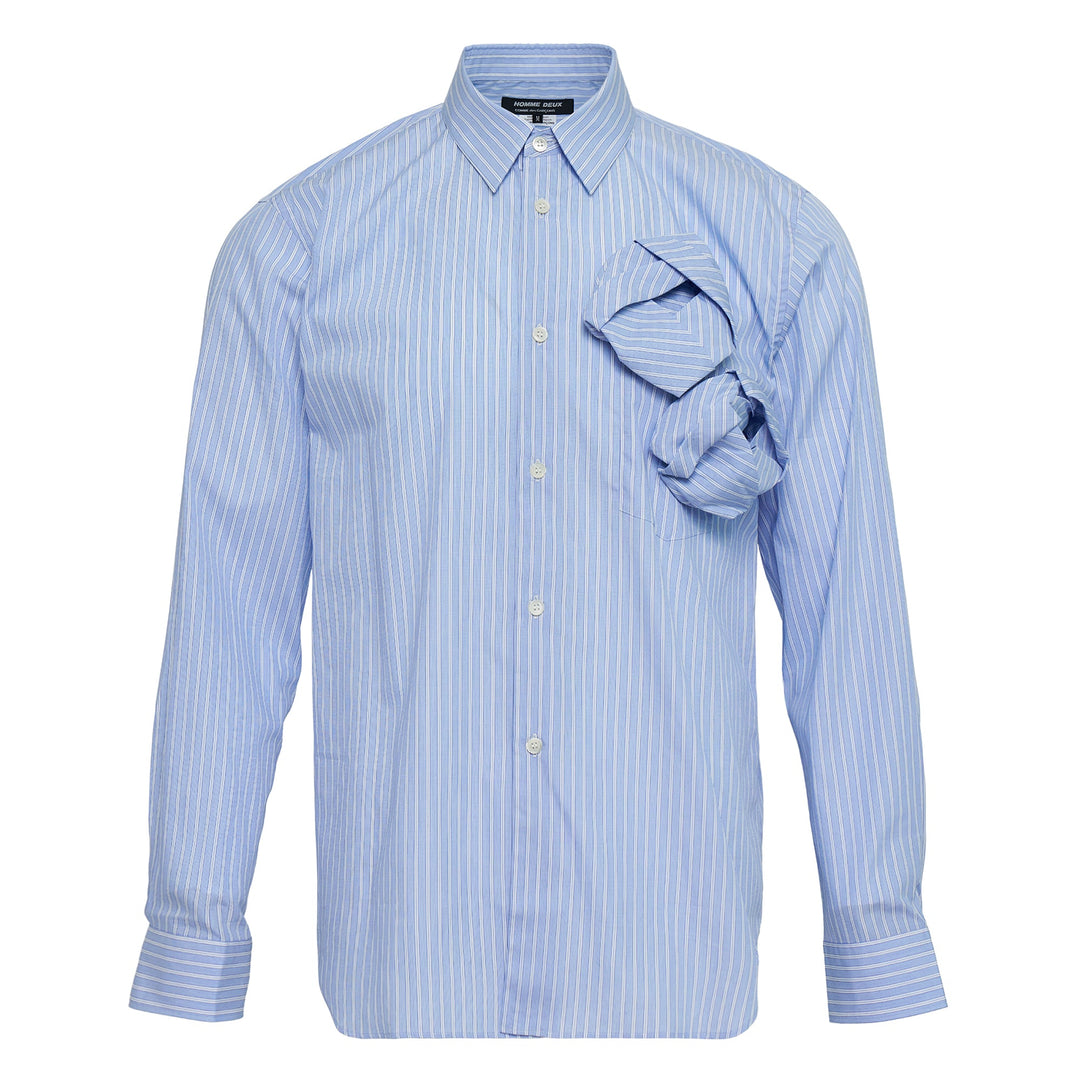 Cotton Broad Stripe Rose Long Sleeve Shirt
