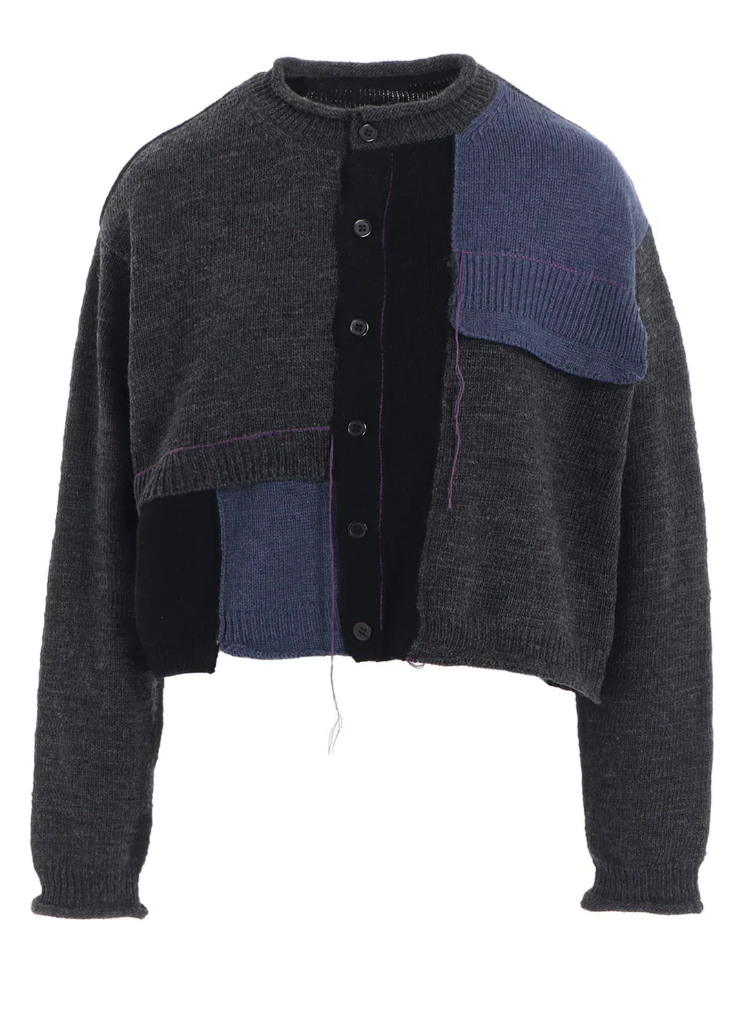 Patchwork Crewneck Cardigan