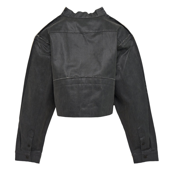 Faux Leather Crop Shirt Jacket